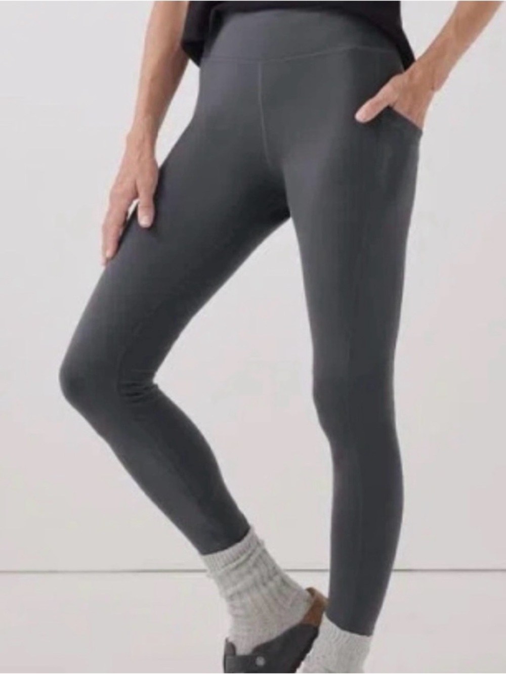 Pact Organic Cotton Women's Large Grey Pocket Leggings Natural Fibers Yoga Pants